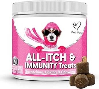 NutriPaw All-Itch Immunity Treats For Dogs – Soothe Itchy Paws, Eyes, Ears, Skin – Stop Itching, Licking, Scratching – Perfect for Small, Medium & Large Dogs – Supports Seasonal Itching